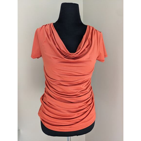 Preowned Serena Williams Signature Statement Orange Cowl Neck Blouse Size S - Picture 1 of 6
